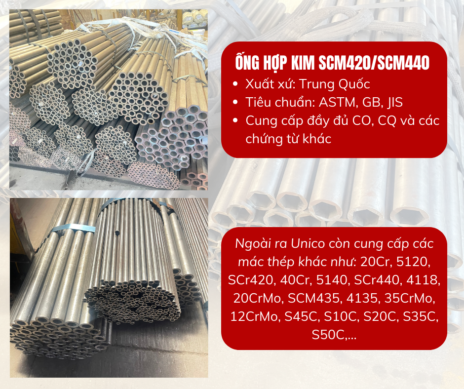 Ống chi tiết hợp kim SCM420/SCM440 - Unico Steel